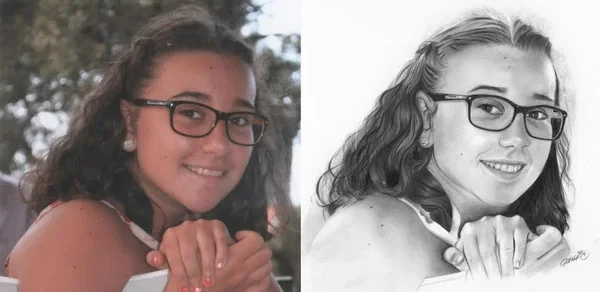 Retrato a lápiz hiperrealista a partir de foto