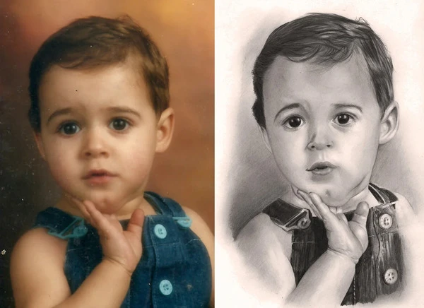 Retrato a lápiz de niño