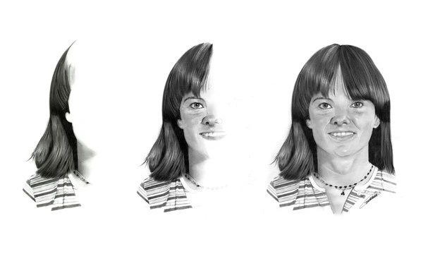 Retrato a lápiz hiperrealista mujer con proceso