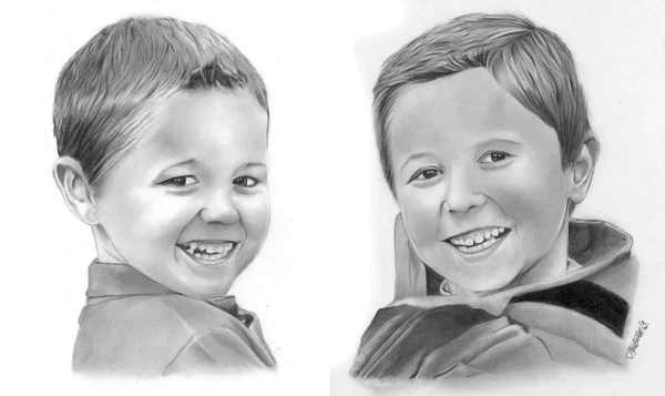 Retrato de niño con su hermano fiel