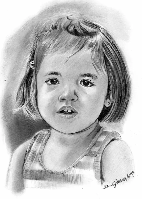 Retrato a lápiz de niña