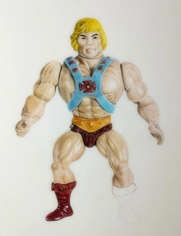 Proceso de dibujo de lapiz de color He-man