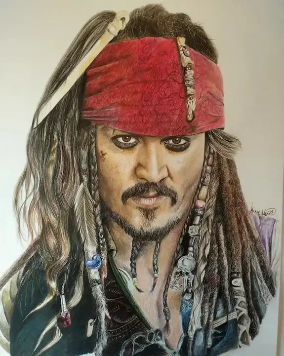 Retrato a color del capitán Jack Sparrow