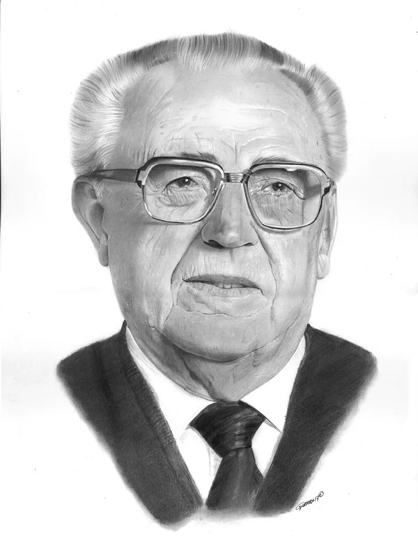 Retrato a lápiz hiperrealista de señor