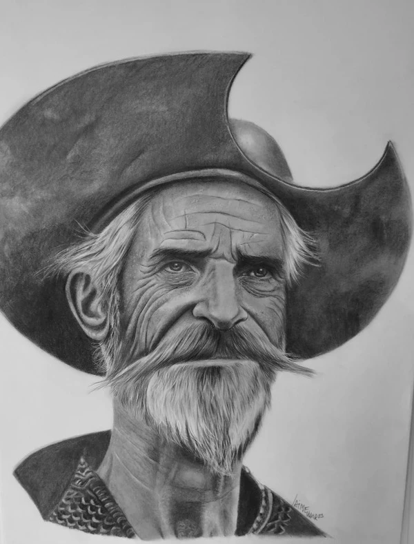 Retrato a lápiz de Don Quijote de la Mancha
