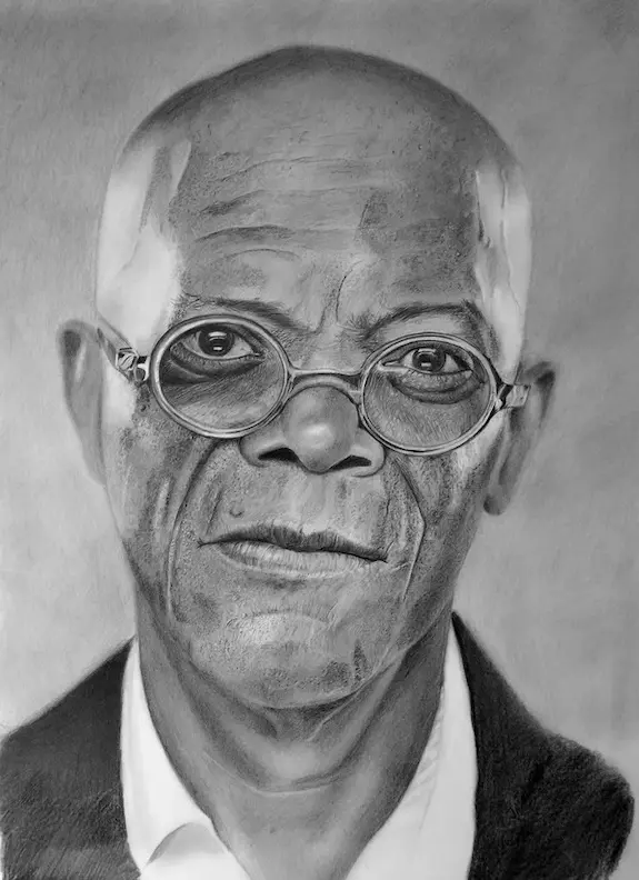 Retrato a lápiz de Samuel L. Jackson